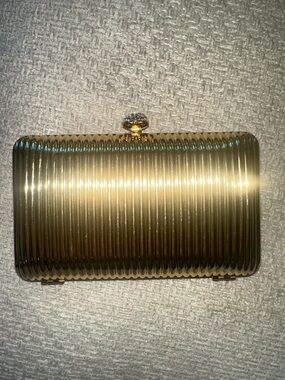 Kate Landry Gold Ribbed Metal Clutch